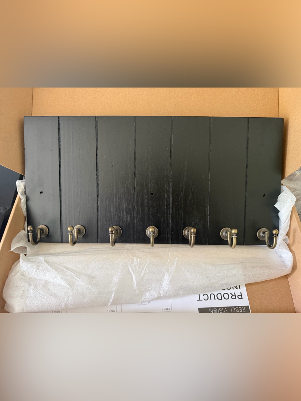 Black Wall-Mounted Hook Rack